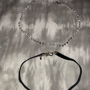 Diamond & Black Velvet Choker Set